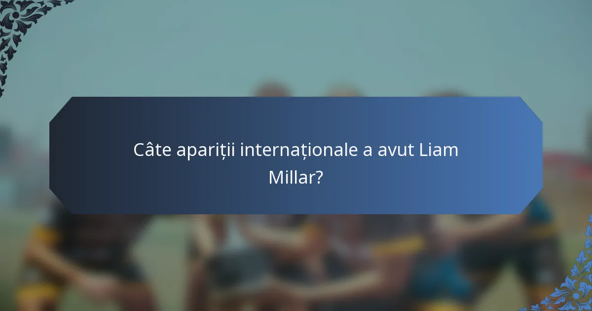 Câte apariții internaționale a avut Liam Millar?