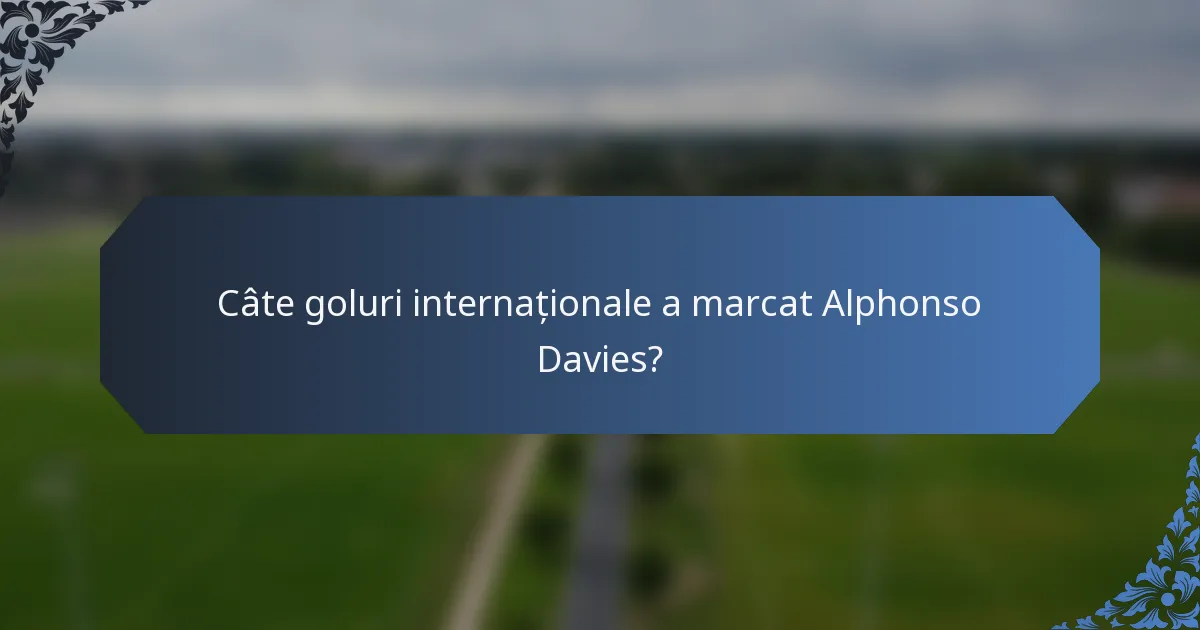Câte goluri internaționale a marcat Alphonso Davies?