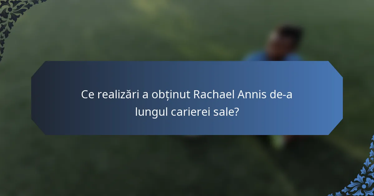 Ce realizări a obținut Rachael Annis de-a lungul carierei sale?