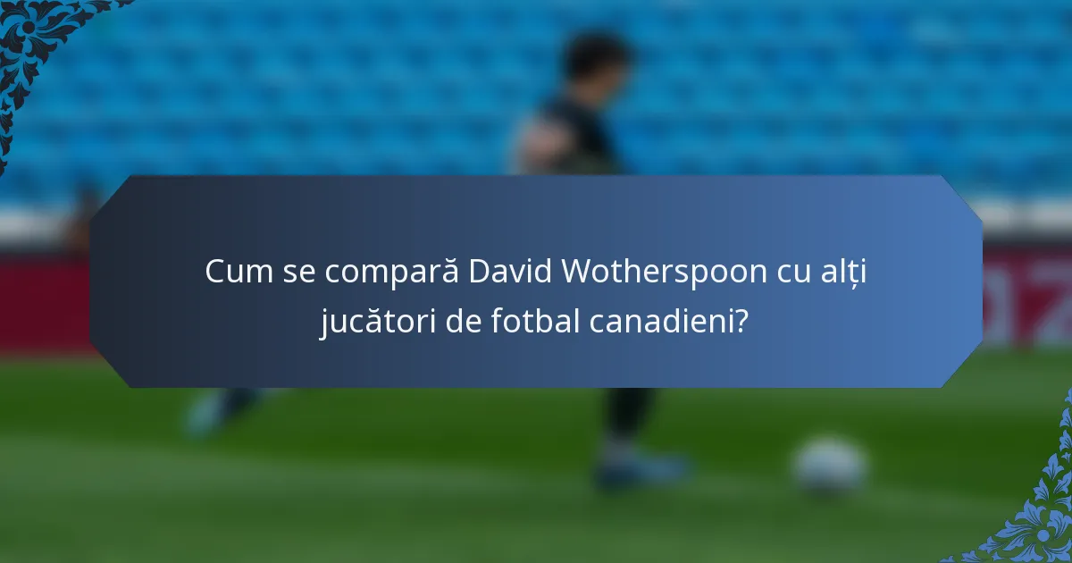 Cum se compară David Wotherspoon cu alți jucători de fotbal canadieni?