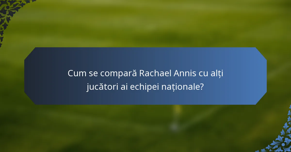 Cum se compară Rachael Annis cu alți jucători ai echipei naționale?