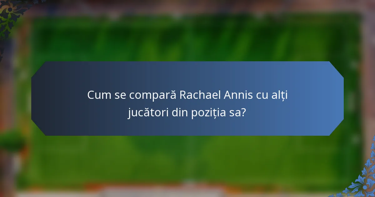 Cum se compară Rachael Annis cu alți jucători din poziția sa?