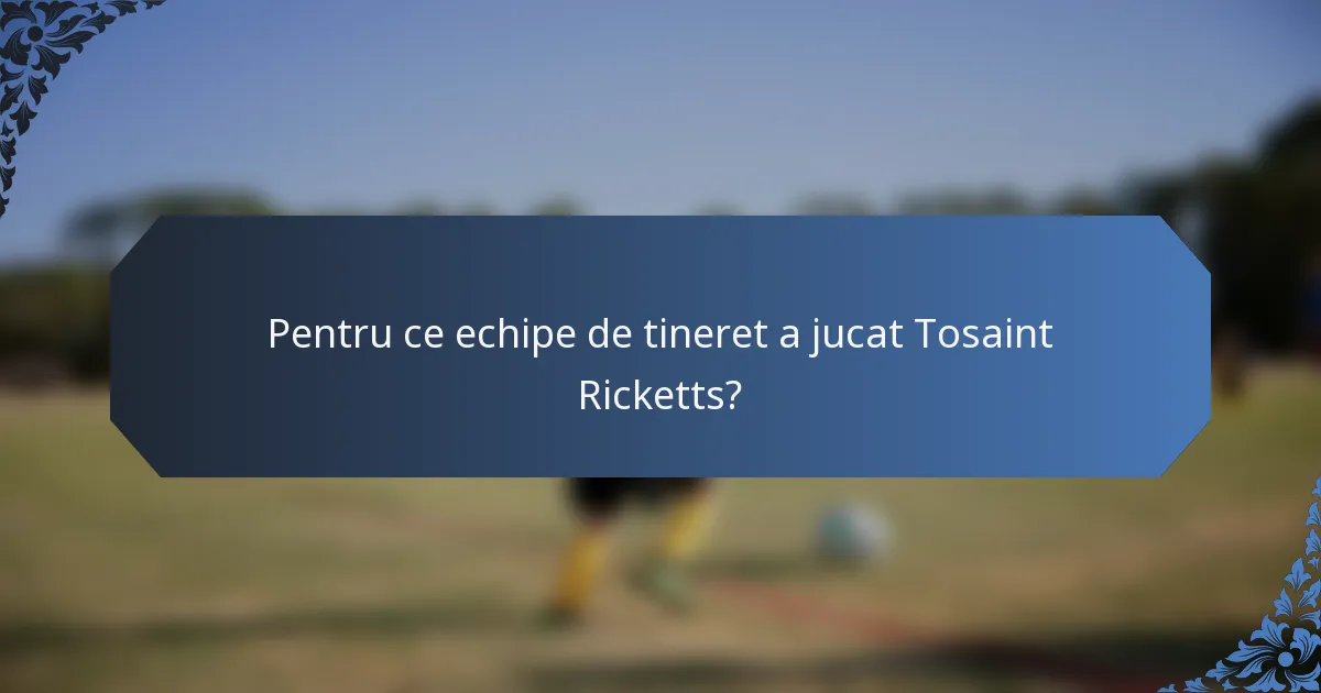 Pentru ce echipe de tineret a jucat Tosaint Ricketts?